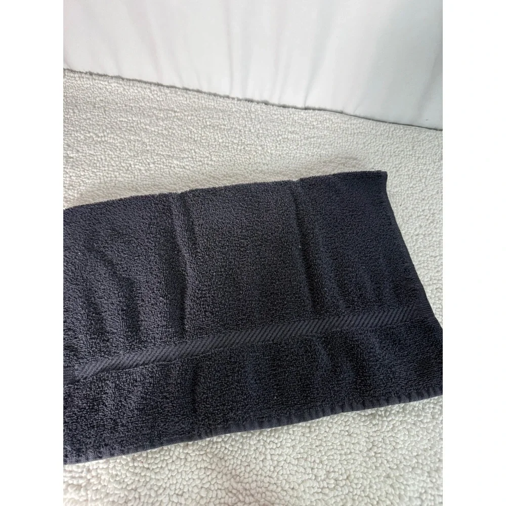 Stevens Dark Blue Hand Towel with Adorable Cat Print‎ Trim Lace Accent